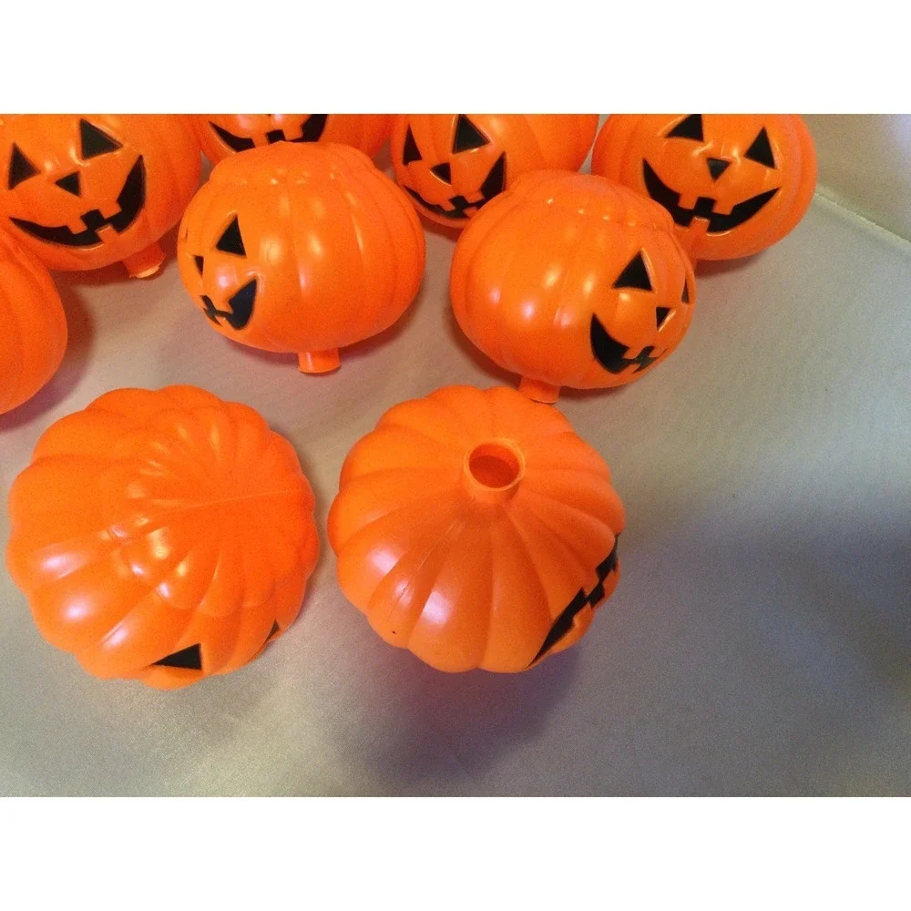 10 Vintage Halloween String Light Covers TRICK or TREAT & PUMPKINS Blow Mold
